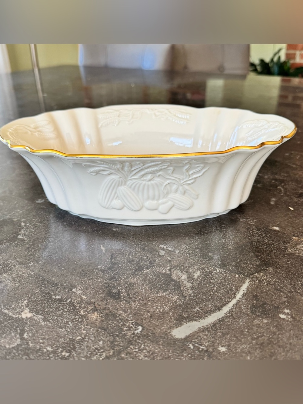 Lenox Vintage Harvest Centerpiece Serving Bowl with Gold Trim